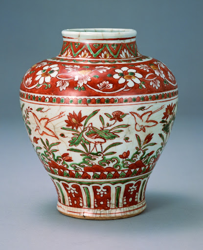 Jar with Design of Flower-and-bird, Over-glaze Enamels