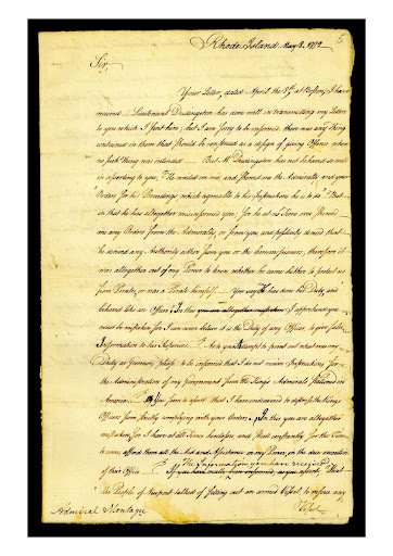 Letter from Governor Wanton to Admiral Montagu Letter from Governor Wanton to Admiral Montagu, page 1