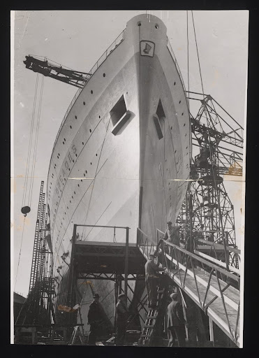 A photographic print of Industry, Shipbuilding, Miscellaneous - General Views of Boats in Stocks, Launching