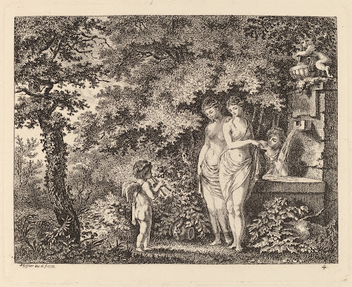 Eros with Three Girls at a Fountain