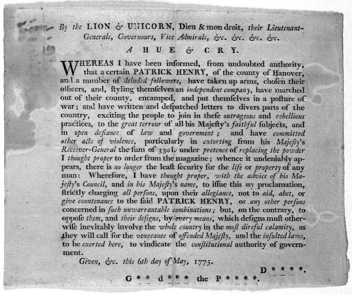 Royal Proclamation Against Patrick Henry