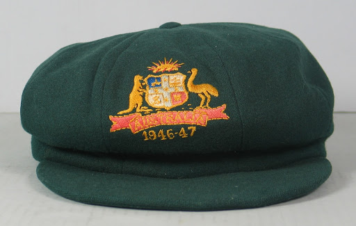 Baggy green cap worn by Don Bradman, 1946-47