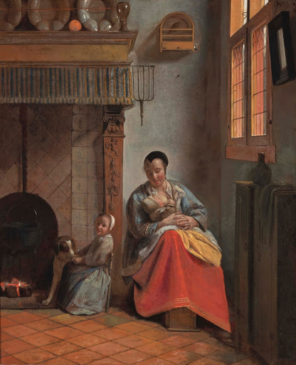 Woman with Children in an Interior