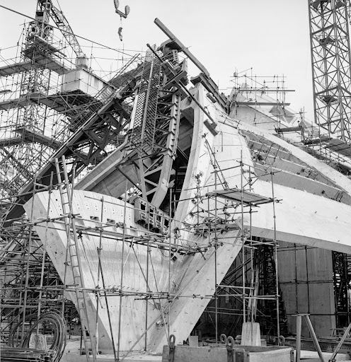 Concrete pedestals form the basis of the shells