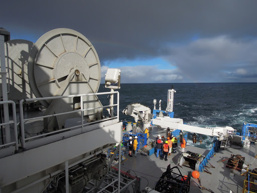 Unloading sample from RV Investigator back-deck