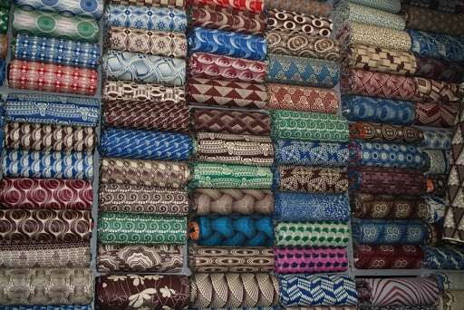 The fabrics market in Cotonou, Benin
