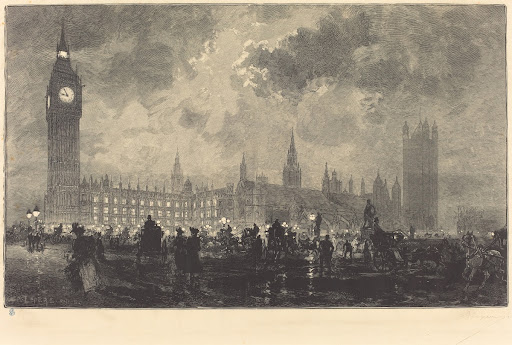 Parliament at 9 o'Clock in the Evening - London (Le parlement a 9 heures du soir - Londres)