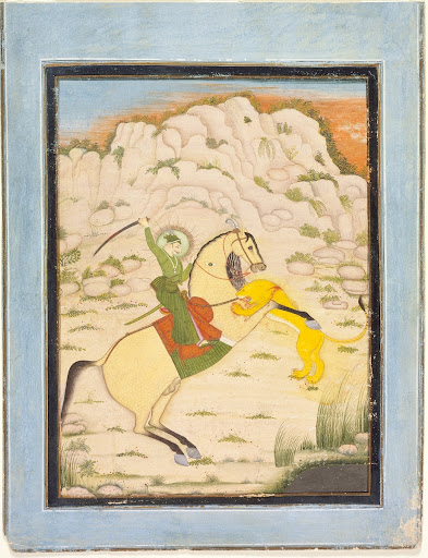 Maharaja Pratap Singh of Rupnagar Fights a Lion