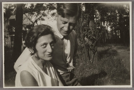 Joseph Albers and his wife Annie in the Bauhaus garden in Dessau