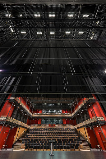 Theater stage tower and audience seating
