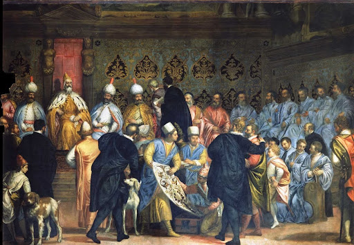 Doge Marino Grimani receives the gifts of the Persian Ambassadors