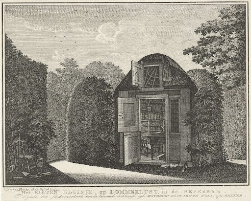 Gezicht op het tuinhuis van het buitenverblijf Lommerlust te Beverwijk