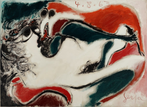 Série Mulheres e Bichos: Mulher e monstro Series Women & Animals: Woman and monster, óleo sobre tela | oil on canvas 95,5 x 130 cm Coleção particular | Private collection