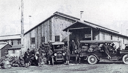 Soldiers unloading mail at Fort Upton, New York