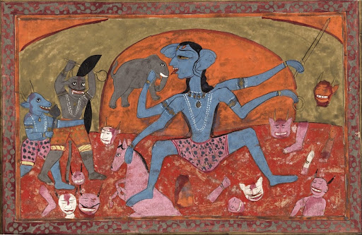 The Blue-Complexioned Kali Slaying Demons