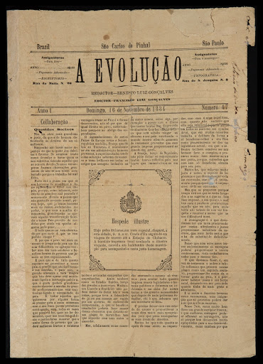 Notícia da chegada do conte D`Eu na cidade de São Carlos do Pinhal/SP Notícia da chegada do conte D`Eu na cidade de São Carlos do Pinhal/SP