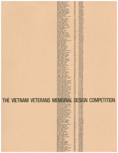 Front of the Vietnam Veterans Memorial Design Competition Booklet