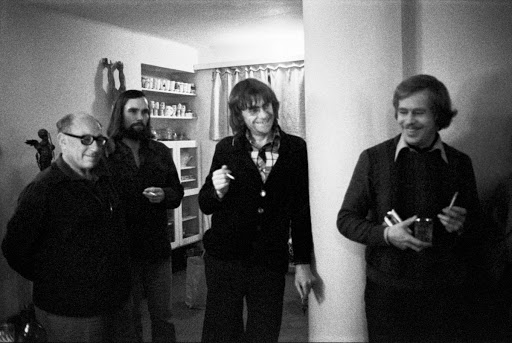 František Kriegel, Jan Patočka Jr., Jiří Němec and Václav Havel at Pavel Kohout’s in Sázava