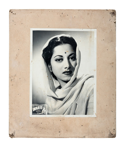 Photographic lobby card for the film 'Waris' featuring actress Suraiya