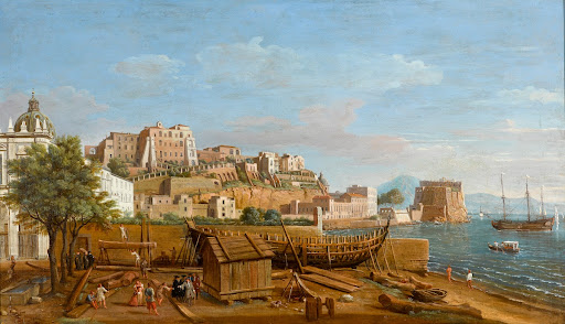 View of Pizzofalcone from the beach of Chiaia