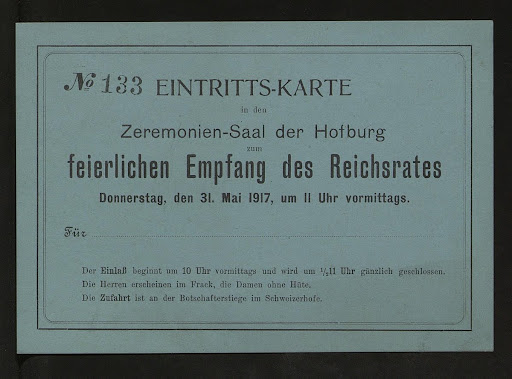 Admission ticket to the reception of the Imperial Council