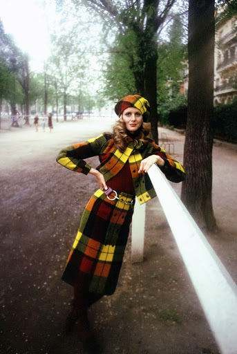 Model in a Guy Laroche Plaid Ensemble, Vogue