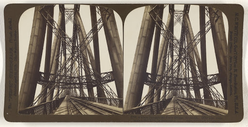 A Vista through the Forth Bridge, Scotland. (2765 yds. long, main tubes 12 ft. in diameter.) (Full Front)