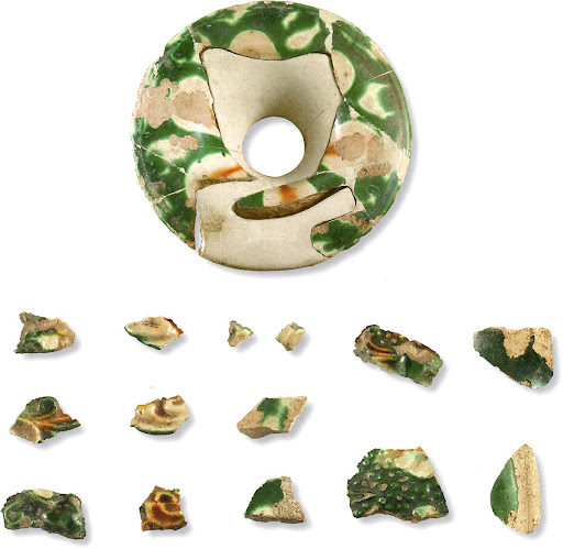 Fragments of Tang Sancai Long-Necked Bottle with Appliqué Decoration