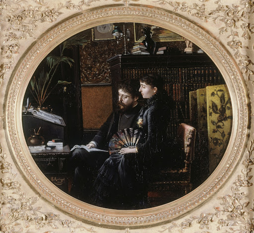 Alphonse et Julia Daudet dans leur cabinet de travail