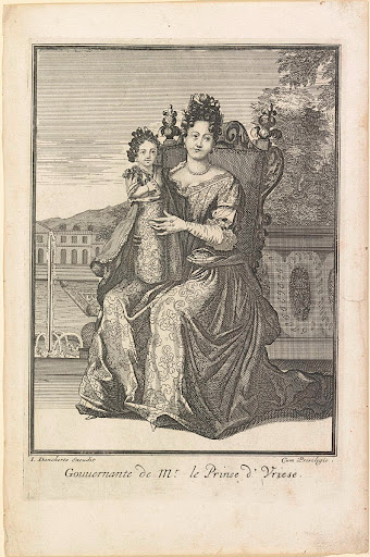 Gouvernante met op haar schoot Willem George Friso of Johan Willem Friso van Nassau-Dietz