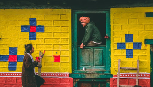 Sharing paint brushes and laughs