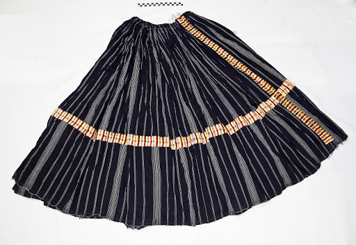 Wrap around skirt, black with white stripes