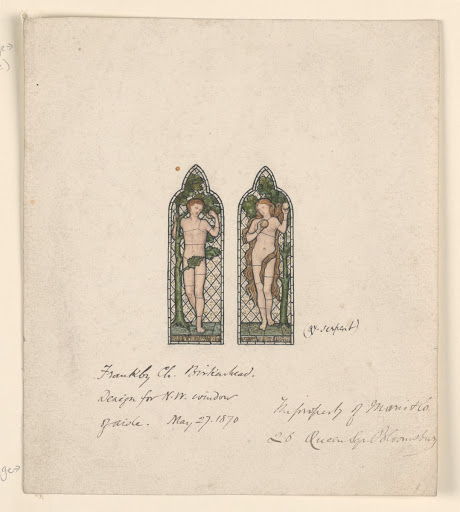 Adam and Eve, Design for Stained Glass Window, Frankby Church, Birkenhead (Cheshire), England