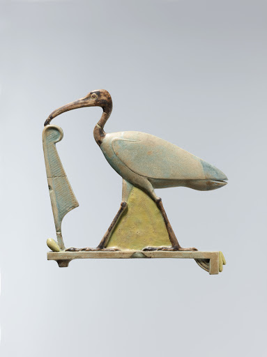 Inlay depicting Thoth as the ibis with a maat feather