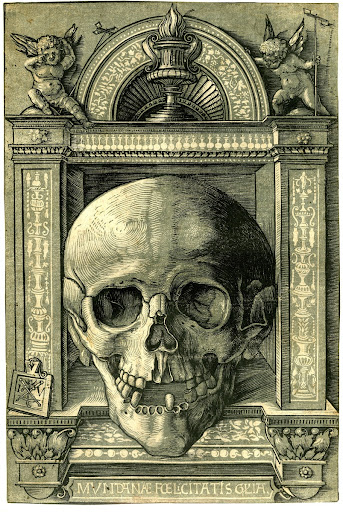 Hans Wechtlin, Skull Within an Ornamental Frame, a woodcut
