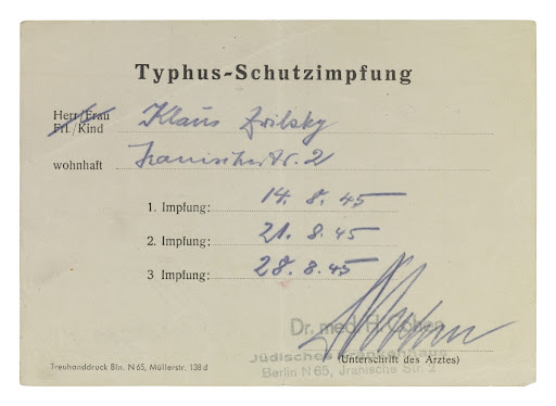 Vaccination certificate of Klaus Zwilsky