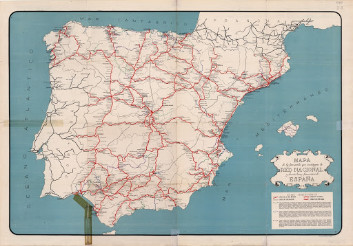 Map of the railways that form the national network and the rest of railway lines in Spain