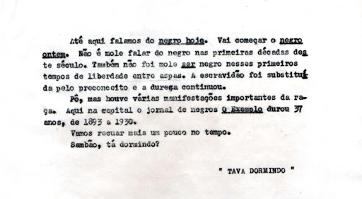 Fragments of the play “Do Carnaval ao Quilombo”, of collective authorship of the Palmares Group