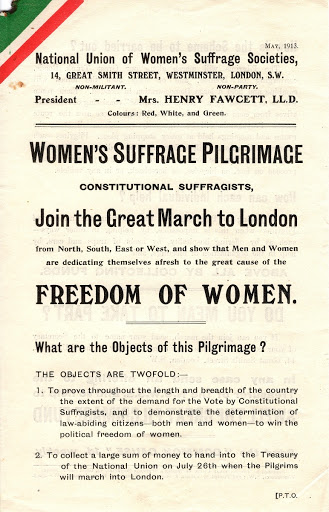 Women's Suffrage Pilgrimage leaflet