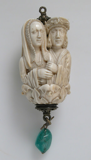 Rosary Terminal Bead with Lovers and Death's Head