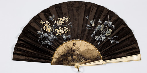 Black silk hand fan