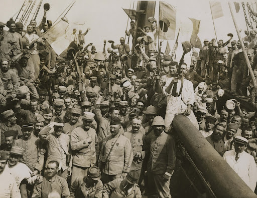 French troops on the SS HAVRAISE transport ship
