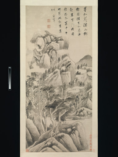 明 董其昌 溪山樾館圖 軸 紙本|Shaded Dwellings among Streams and Mountains
