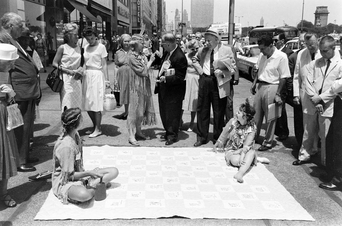 Republican Convention - Indian Girls Raffling Rep. Quilt