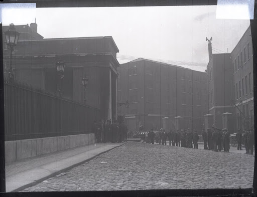 Workers outside the Royal Mint