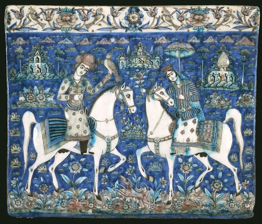 Tile with hunting scene