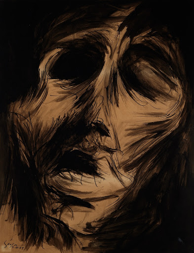 Fase Negra “Crepuscular”: Sem título Black Phase “Twilight”: Untitled, nanquim sobre cartão | ink on cardboard 50 x 65 cm Coleção | Collection Maria Eduarda e | and Cesar Aché