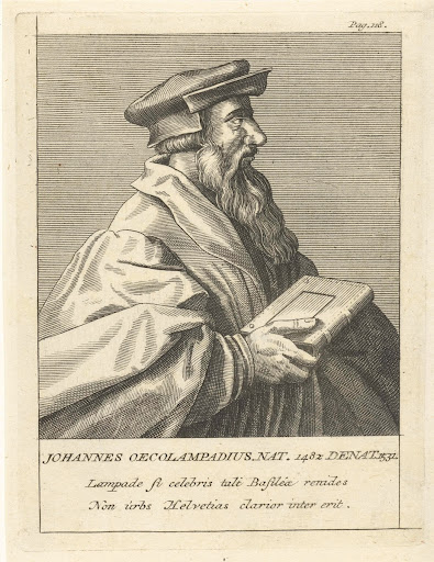 Portret van Duitse kerkhervormer Johannes Oecolampadius