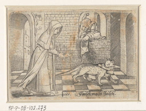 Non biedt kat vis aan in ruil voor penis