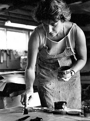 Helen Frankenthaler, at work